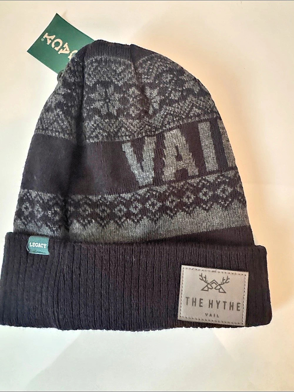The Hythe Knit Beanie in Black & Gray NWT